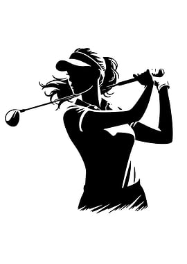 Silhouette of a Woman Golfing