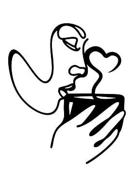 Person Enjoying Coffee with Heart Steam