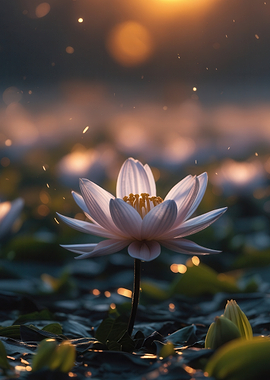 Serene Lotus Flower at Sunset