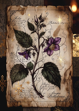 Vintage Botanical Illustration of Atropa Belladonna