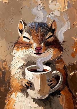 Chipmunk Enjoying Coffee