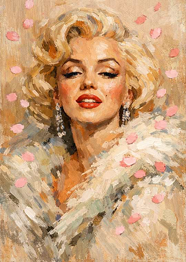 Marilyn Monroe Portrait with Pink Petals