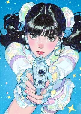 Anime Girl Holding a Gun