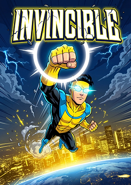 Invincible Flying Over Cityscape