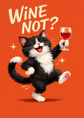 Funny Cat with Wine
