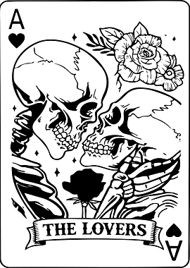 Ace of Hearts Lovers Skulls