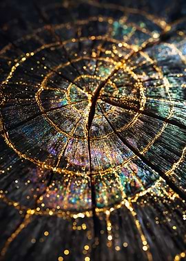 Glowing Gold Kintsugi Tree Rings