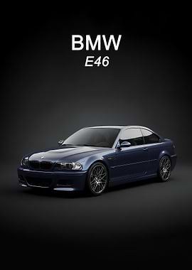 blue sport BMW E46 poster