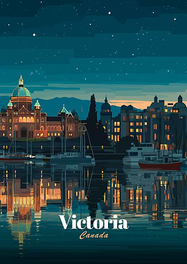 Victoria Canada Skyline at Night