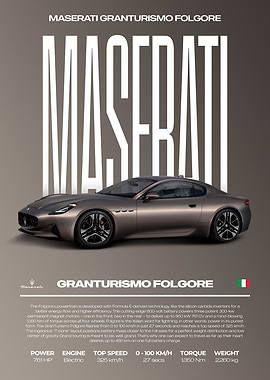 Maserati Granturismo Folgore Car Poster