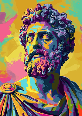 Colorful Bust of Marcus Aurelius