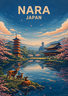 Nara Japan Travel Poster