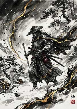 Samurai in a Snowy Landscape