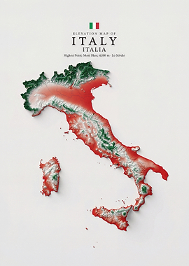 Elevation Map of Italy