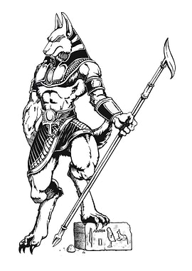 Anubis Egyptian God Staff Hieroglyphs