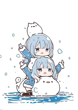 Cute Anime Characters in Snow