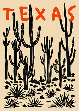 Texas Desert Landscape with Cacti