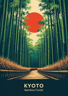Kyoto Bamboo Forest with Sun