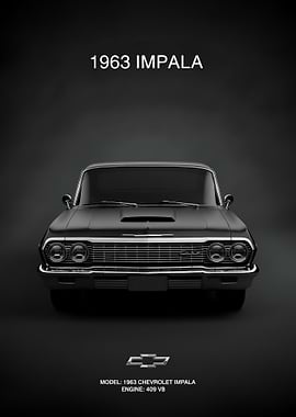 black 1963 Chevrolet Impala car Poster