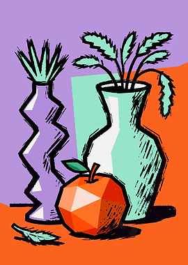 Still Life with Vases and Apple