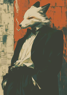 Anthropomorphic Fox in Tuxedo Smoking