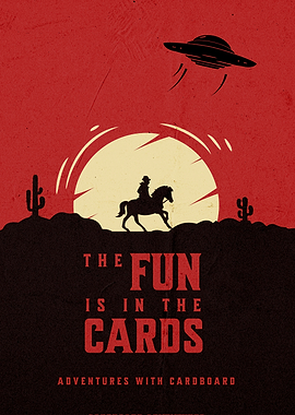 Board Game Room Decor Movie Poster; Cowboy and UFO in the Desert Board Game Room Decor