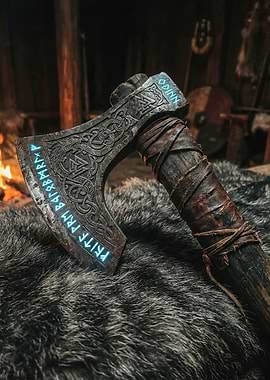 Viking Axe with Runes