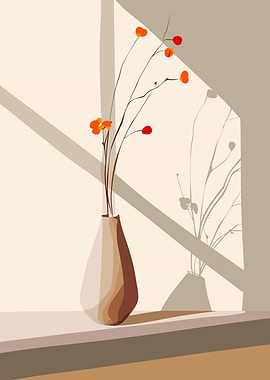 Vase with branches and berries