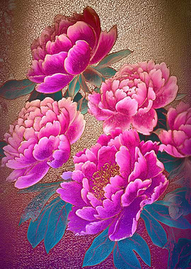Vibrant Peony Floral Art