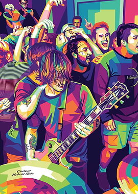 Guitarist in a Colorful Crowd