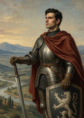 Knight in Armor with Sword and Shield