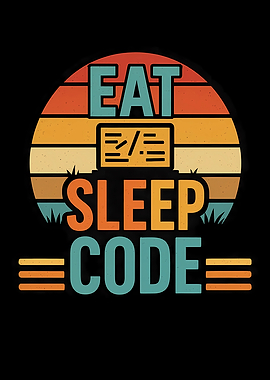 Eat Sleep Code Retro Sunset