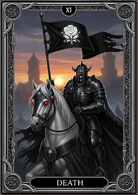 Death Tarot Card with Knight on Horse