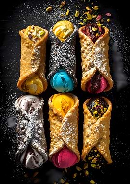 Assortment of Colorful Cannoli