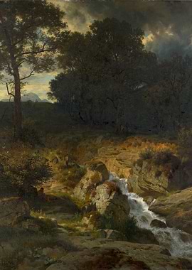 Mountain Stream with Dramatic Sky