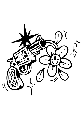 Gun and Smiley Flower