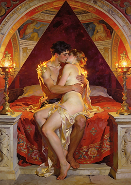 Passionate Embrace in a Luxurious Chamber