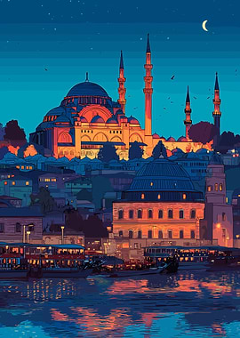 Istanbul cityscape at dusk