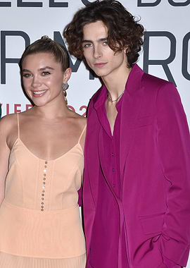 Florence Pugh and Timothée Chalamet at Premiere