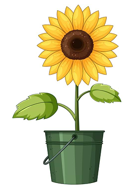 Sunflower in a Green Pot
