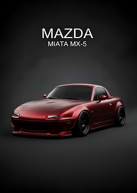 red Mazda Miata MX-5 sport car poster