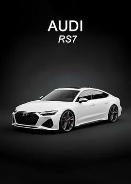 White Audi RS7 sport on Black Background