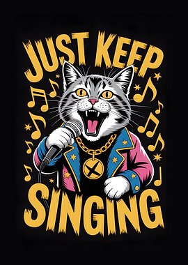 Singing Cat with Microphone