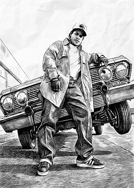 Man leaning on a classic car