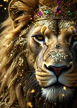Majestic Lion King with Crown