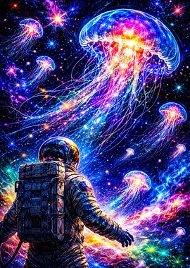 Astronaut and Cosmic Jellyfish