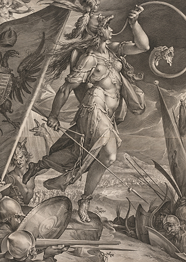 Warrior Woman with Serpent and Soldiers