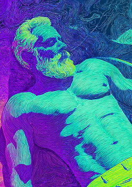 Psychedelic Neon Swirl Bearded Man