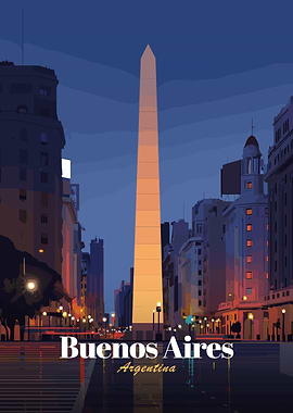 Buenos Aires Obelisk at Night