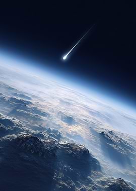 Meteor Streaking Across Earth's Atmosphere